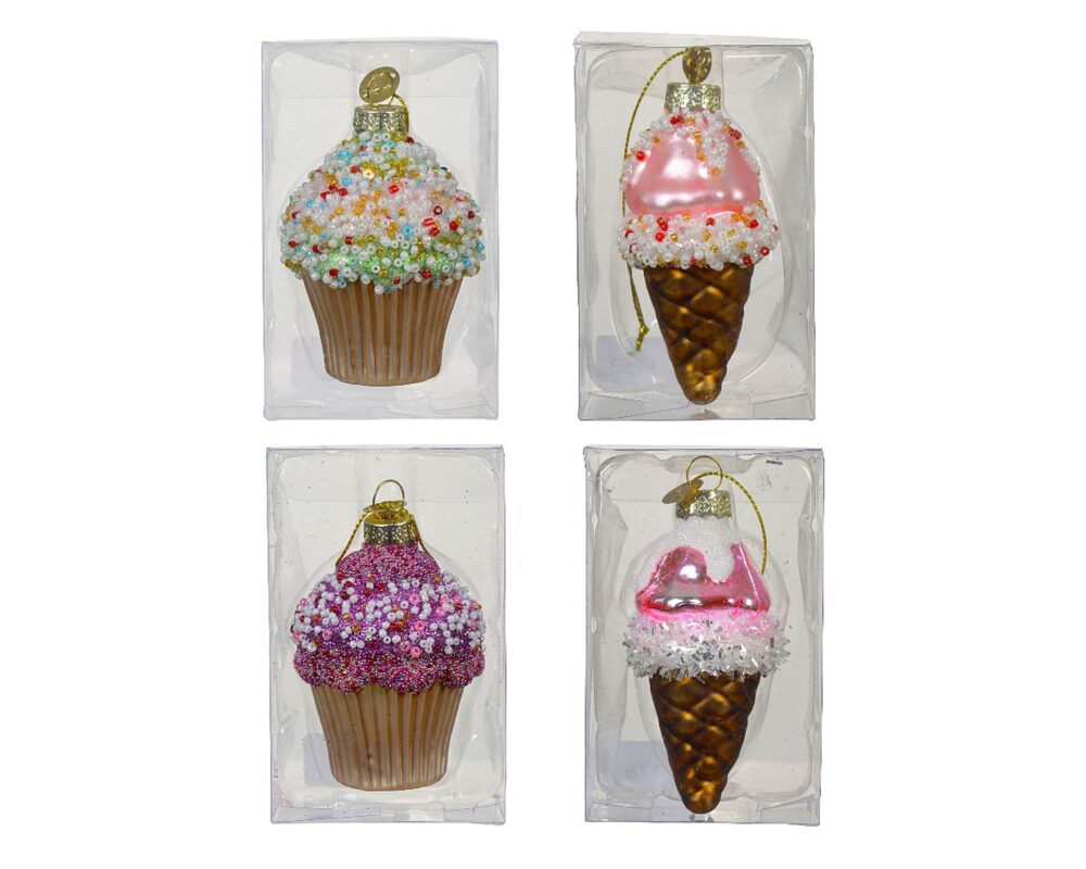 10065004 8720194272060 121753 CUPACAKE GELATO PENDENTE COL ASS VETRO W5H7CM 0015 121753