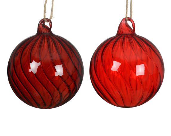 Sfera Vortice Rosso Natale E Sangue Di Bue Assortito D10x10h In Vetro