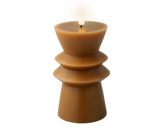 Candela Con Stoppino Led Caldo Marrone D7,7xh14,6cm In Cera