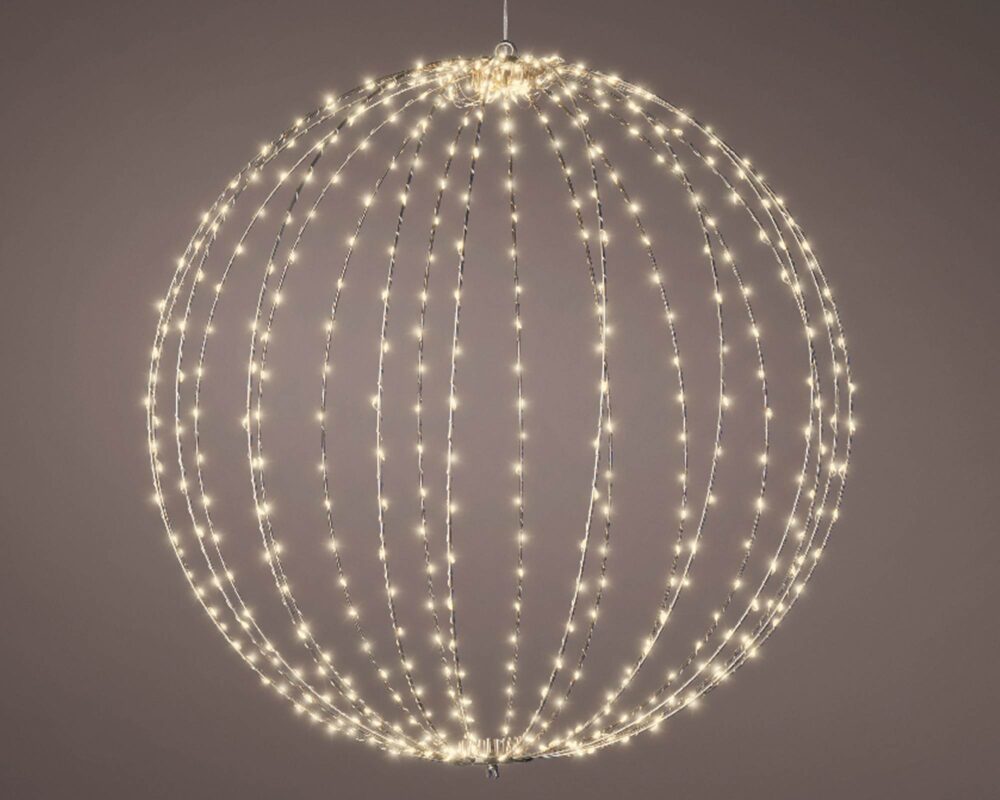 10065161 8720725892217 491563 LUCI MICRO LED SFERA METALLO BIANCO BIANCO CALDO D58CM 0003 491563